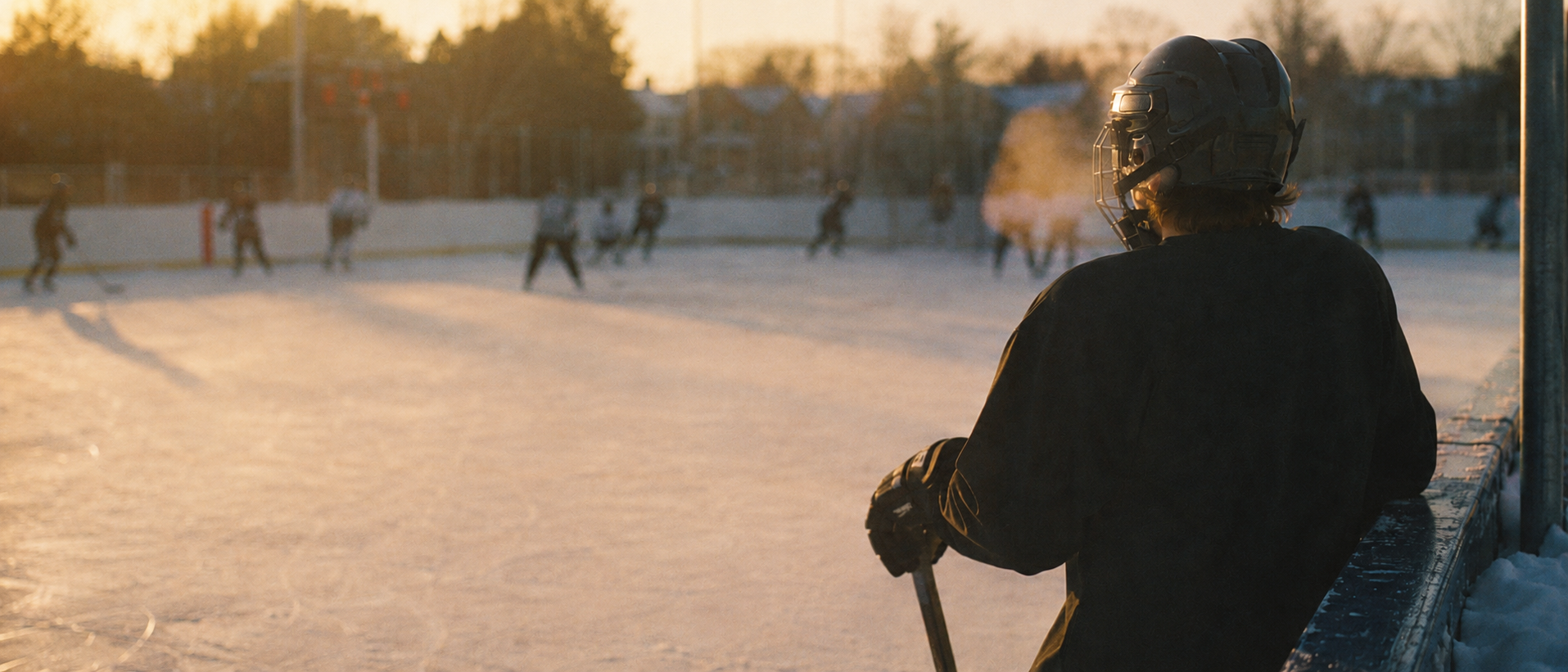 Young player at an outdoor rink